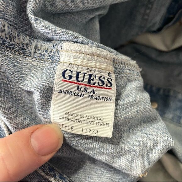 ASO‎ Buffy Summers Vintage 90’s Guess Jeans Carpenter Blue Jumper Bib Overalls S - Picture 12 of 13